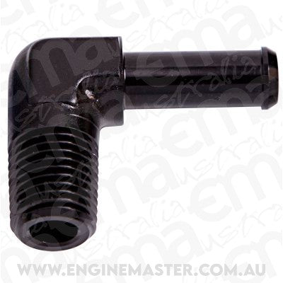 Aeroflow Performance Products AF842-06BLK 90 Deg 1/4" NPT to 3/8" Barb Black 90 Deg Male to Male