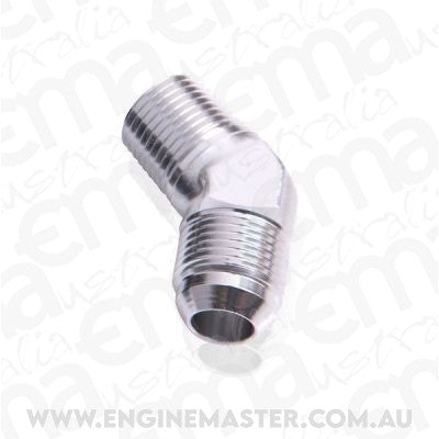 Aeroflow AF823-12-08S Male 45 Deg 1/2" NPT to -12AN Silver Male NPT to AN 45 Deg