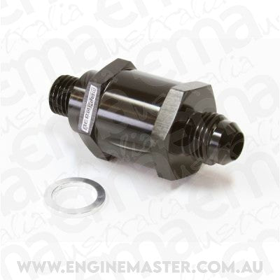 Aeroflow AF615-08BLK M12 x 1.5mm x -8AN Checkvalve Black Male to Male Bosch Pump