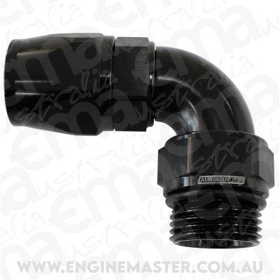 Aeroflow AF583-10-10DBLK Male End -10ORB to 10AN Telfonfull Flow Billet 90 Deg Black