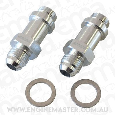Aeroflow AF701-06-LS Barry Grant Demon Inlet Fitting -6AN Silver 9/16" x 24 to -6AN Long