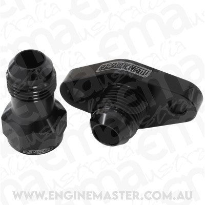 Turbo Drain Adapter (With -10AN Fitting, 51mm Hole Centre. Black Finish.)