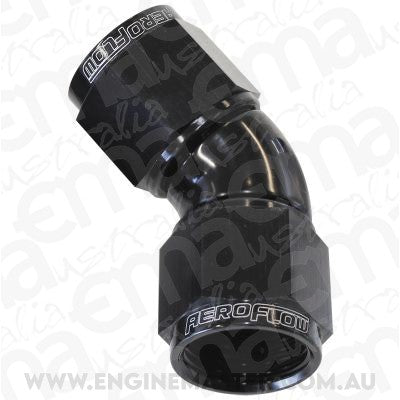 Aeroflow AF563-20BLK -20AN 45 Deg Swivel Coupler Black Billet Full Flow 1 Piece