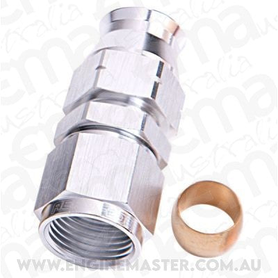 Aeroflow AF109-04S 1/4" Hard Line to -4AN Femaleadapter Silver W/ Olive