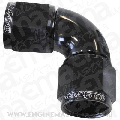 Aeroflow AF583-10BLK -10AN 90 Deg Swivel Coupler Black Billet Full Flow 1 Piece