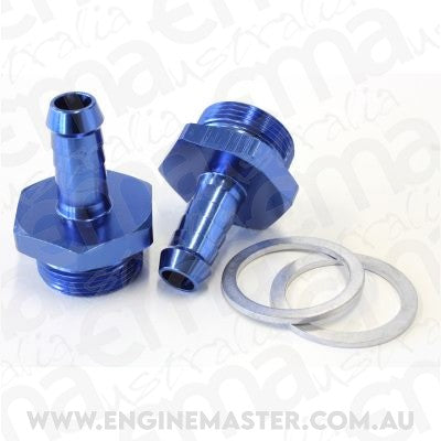 Aeroflow AF700-01 Holley Inlet Fitting 3/8" Barb Blue 7/8" x 20 to 3/8" Barb