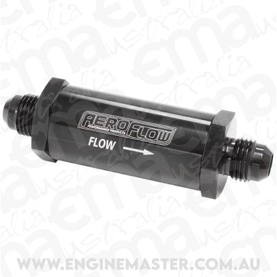 Aeroflow AF607-06BLK -6AN TURBO INLINE OIL FILTER BLACK 30 MICRON WASHABLE