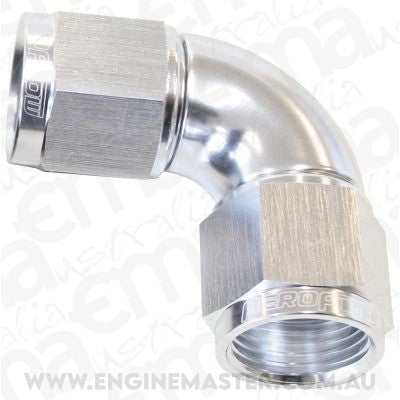 Aeroflow AF583-08S -8AN 90 Deg Swivel Coupler Silver Billet Full Flow 1 Piec