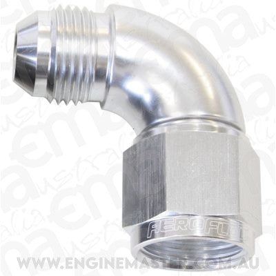 Aeroflow AF543-06S 90 Deg Female - Male -6AN Silver Full Flow