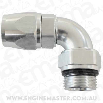 Aeroflow AF583-12-12DS Male End -12ORB to 12AN Telfonfull Flow Billet 90 Deg Silver