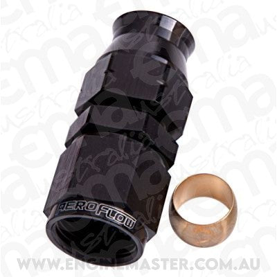 Aeroflow AF109-08BLK 1/2" Hard Line to -8AN Femaleadapter Black W/ Olive