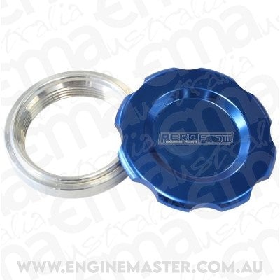 Aeroflow AF465-40BL 2-1/2" Weld Bung & Blue Cap Low Profile Female Weld-On