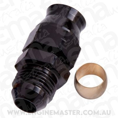 Aeroflow AF108-06BLK 3/8" Hard Line to -6AN Male Adapter Black W/ Olive
