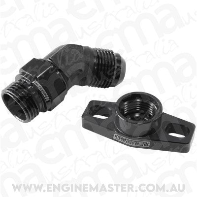 Aeroflow AF463-12 TURBO DRAIN ADAPTER -10AN 45 DEGREE 38-44MM HOLE CENTRES