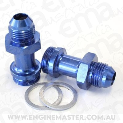 Aeroflow AF700-08 Holley Inlet Fitting -8AN Blue 7/8" x 20 to -8AN Long