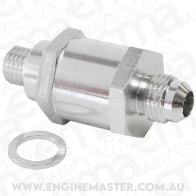 Aeroflow AF615-06S M12 x 1.5mm x -6AN Checkvalve Silver Male to Male Bosch Pump