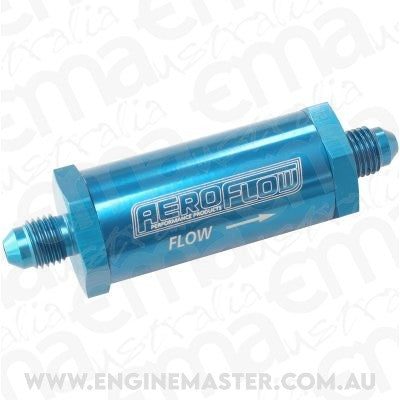 Aeroflow AF607-03 -3AN Inline Fuel & Oil Filter Blue 30 Micron Washable