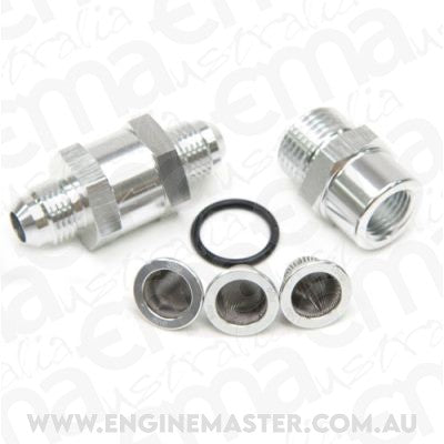 Aeroflow AF608-03S -3AN Inline Fuel & Oil Filter Silver 3x Filter 30 80 150 Mic
