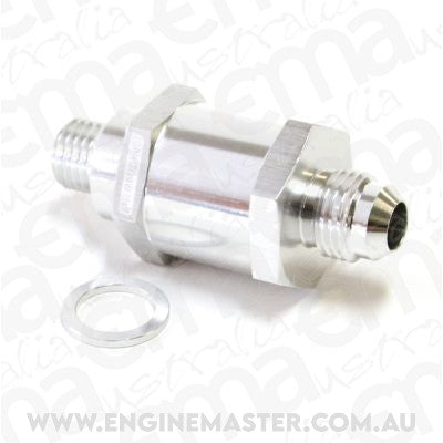 Aeroflow AF615-08S M12 x 1.5mm x -8AN Checkvalve Silver Male to Male Bosch Pump