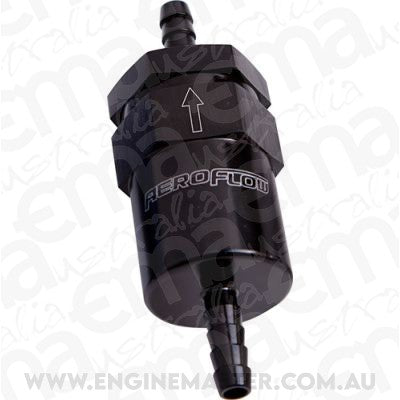 Aeroflow Performance Products AF610-05BLK Billet Fuel Filter 5/16" Barb Black 30 Micron Bronze Filter