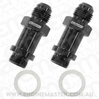 Aeroflow AF701-06-LBLK Barry Grant Demon Inlet Fitting -6AN Black 9/16" x 24 to -6AN Long