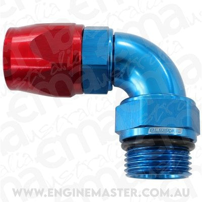 Aeroflow AF583-12-12D Male End -12ORB to 12AN Telfonfull Flow Billet 90 Deg Blue