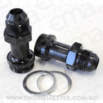 Aeroflow AF700-08BLK Holley Inlet Fitting -8AN Black 7/8" x 20 to -8AN Long