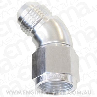 Aeroflow AF542-04S 45 Deg Female - Male -4AN Silver Full Flow