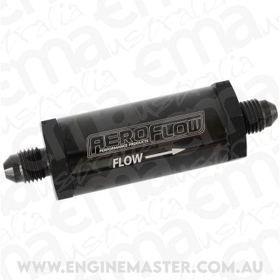 Aeroflow AF607-04BLK -4AN Inline Fuel & Oil Filter Black 30 Micron Washable