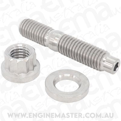 Aeroflow Performance Products AF55-2004 Performance M10 x 1.50mm Titanium Stud, Nut and Washer Kit Sold as One Stud, One Flat Washer and One 12 Point Nut