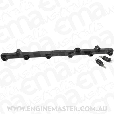 Aeroflow AF64-2211BLK for Nissan RB26DETT Billet EFI Fuel Rails (Black) Suit 14mm Full Length Fuel Injectors -8ORB Ports