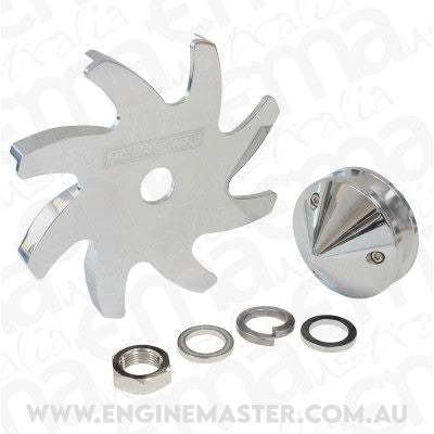 Aeroflow AF64-4300 Billet Alternator Pulley & Fanwith Nose Cover Polished