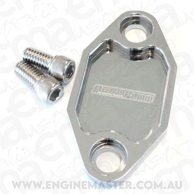 Aeroflow AF64-2029C Billet Fuel Pump Block Off Plate Chrome suits Holden 308