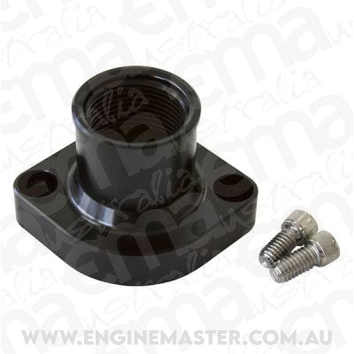 Aeroflow AF64-2021BLK Billet Thermostat Housing Black Straight suits 302 351C