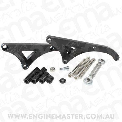 Aeroflow AF64-4033BLK Holden V8 Drivers Side Alternabracket Mid Mount Billet Brack