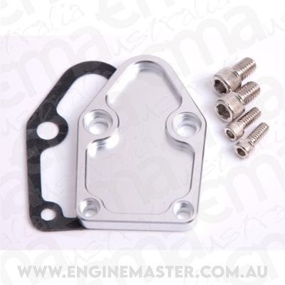 Aeroflow AF64-2028S Billet Fuel Pump Block Off Plate Silver suits SBC