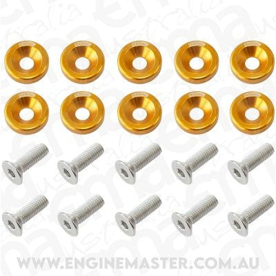 Aeroflow AF64-4365G Billet Dress Up / Fender Bolt (10 Pack) M6 x 1.00mm UHL 20mm