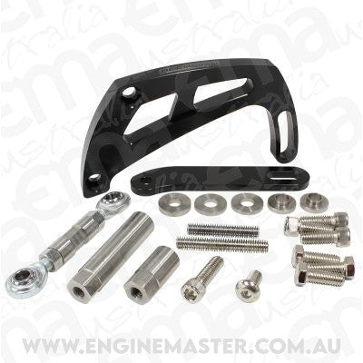 Aeroflow AF64-4011BLK Black Power Steer Bracket S/B High Mount Suit S/B Chev