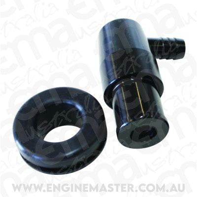 Aeroflow AF64-2106BLK Billet Pcv Valve suits 1-1/4" Holes In Cover 3/8" Male Barb