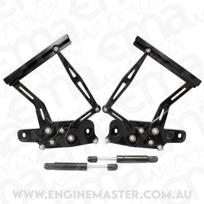 Aeroflow Performance Products AF64-4128BLK Billet Bonnet Hinge Kit Black Lc - Lj - Holden Torana