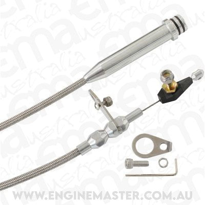Kickdown Cable With Stainless Steel Cover & Chrome Ends (Suit GM TH700 & Early 4L60E Transmission)