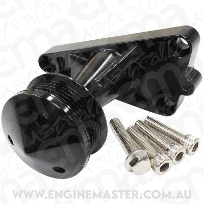 Aeroflow AF64-4367BLK GM LS Power Steering Delete IDler Bracket & Pulley Black