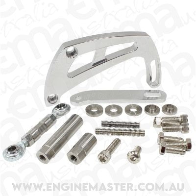 Aeroflow AF64-4011 Billet Power Steer Bracket S/Bhigh Mount Suit S/B Chev