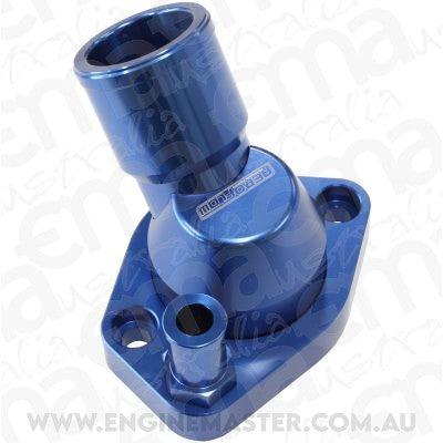 Billet 45Â° Swivel Thermostat Housing, Blue Finish (Suit Ford 289-351W)