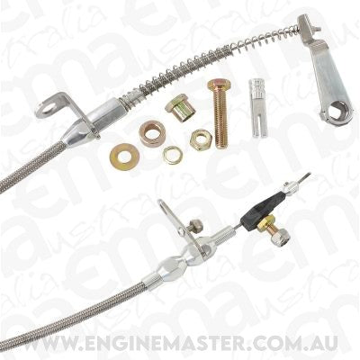 Kickdown Cable With Stainless Steel Cover & Chrome Ends (Suit Ford AOD Transmission)