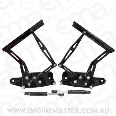 Aeroflow AF64-4129BLK Billet Bonnet Hinge Kit Black Holden Hk - Ht - Hg