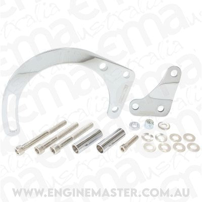 Aeroflow AF64-4015 Low Mount Alt Bracket Chrome S/B Chev with Short Water Pump