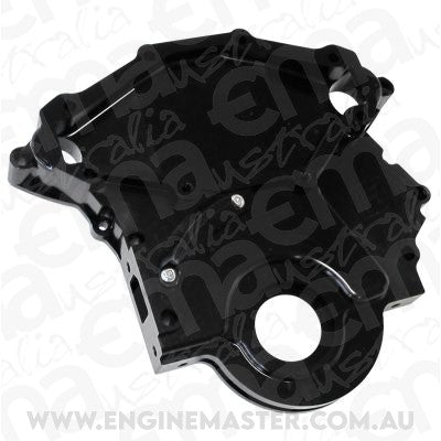 Aeroflow AF64-4358BLK Holden 304 308 Billet Timing Cover Accepts Mech Fuel Pump