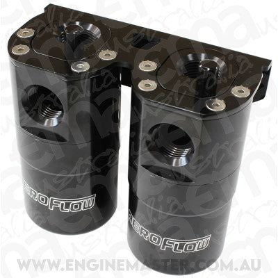 Aeroflow Performance Products AF64-4364BLK Dual Catch Can -10ORB Air / Oil Separator Diesel