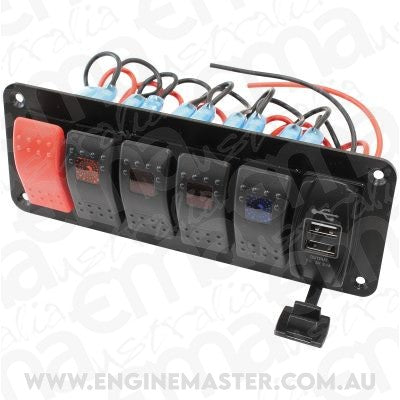 Aeroflow AF49-8000 Switch Panel 2x W/ Usb Start & 5 x On / Off Switches